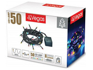 55058 Электрогирлянда VEGAS "Нить" 50 разноцветных LED ламп, контроллер 8 режимов, зеленый провод, 5 м, 220 v