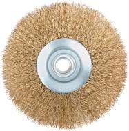 39052 Корщетка-колесо с наклоном, гайка М14, стальная волнистая латунированная проволока 125 мм