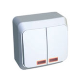 Выключатель 2-кл. ОП Этюд 10А с подсветкой  белый SchE BA10-006b