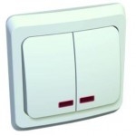 Выключатель 2-кл.СП Этюд 10А с индикатором белый.SchE BC10-006b