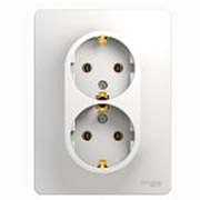 Розетка SсhE GLOSSA 2-мест, евро, скрытой проводки, с заземлением, белая