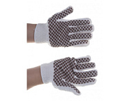 67779 Перчатки Сибртех трикотажные, рисунок ПВХ гель "Шахматный облив", оверлок, Россия