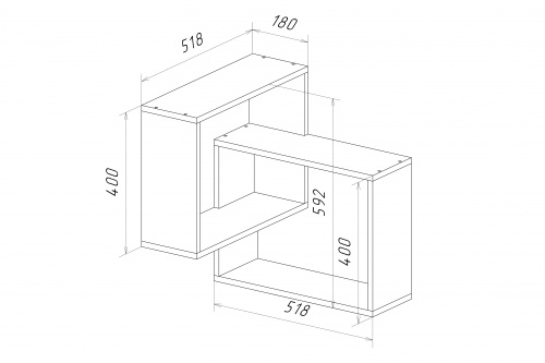 Полка навесная  квадрат-2 518х518х592, цвет дуб сонома