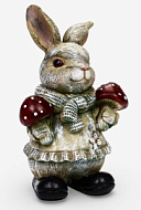 Садовая фигура из полистоуна «Зайка с грибами», 26×12×16 см