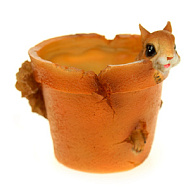 Фигура садовая Белка в горшочке лапки наружу, кашпо