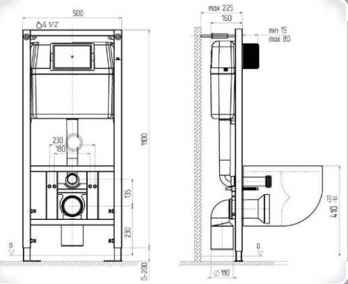 WC1110 Инсталляция АНИ Пласт  1350х500х225 мм без кнопки