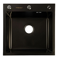 KN505008 Мойка для кухни врезная Dikalan графит из нержавеющей стали, 50*50 см с сифоном, каландером