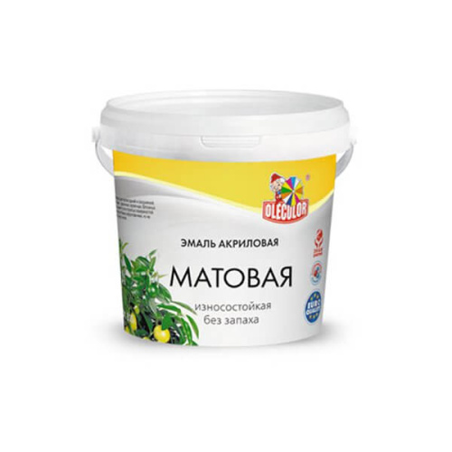 Эмаль OLECOLOR акриловая матовая белый 1,0кг
