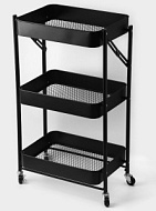 5516637 Этажерка напольная 3-х ярусная, 45.5×29.5×77.5 см, на колёсиках, чёрная
