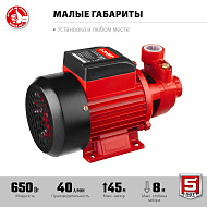 Поверхностный вихревой насос ЗУБР 650 Вт, корпус из чугуна