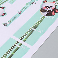 Наклейка пластик интерьерная цветная ростомер "Панды на бамбуке" 50х70 см.