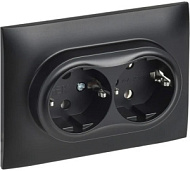 Розетка 2-м SKANDY 16А с заземл. без защ. шторок в сборе SK-R08Bl черн. IEK