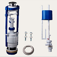 Арматура РБМ унив 2-х уровневая с кнопочным пуском с нижней подводкой воды с плоским донным клапаном