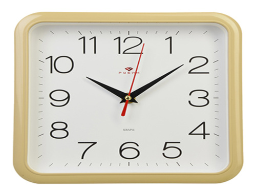 Часы настенные квадрат корпус бежевый "Классика" "Рубин" 22х22см