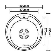 Мойка кухонная Ledeme, круглая, врезная, нерж, с сифоном, 0,6мм 490*490*170мм