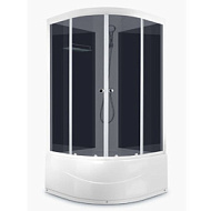 Душевая кабина Domani Delight Slim 88 high 800*800*2180, высокий поддон, тонированное, черное, б/э