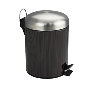 Ведро для мусора Санакс 5л, хром с кожаными вставка под тёмное дерево 1405