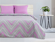 Постельное белье "Этель" 2 сп. Сиренево-серые зигзаги 175х215 см, 200х220 см, 70х70 см - 2 ш