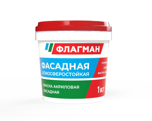 Краска ФЛАГМАН акриловая, фасадная, белоснежная 1,0 кг