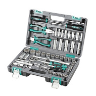 14108 Набор инструментов, 1/2", 1/4",  CrV, пластиковый кейс  69 предм.// STELS