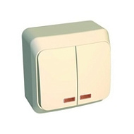 Выключатель 2-кл. ОП Этюд 10А IP20 с индик. крем. SchE BA10-006K ,87934