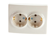 551522 Розетка 2-м СП Karina с заземл. термопласт крем. LEZARD 707-0300-127B