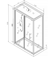 Душевая кабина Comfroty СF5777W 1200*800*2100 L R матовое стекло, задняя белая стеклянная панель