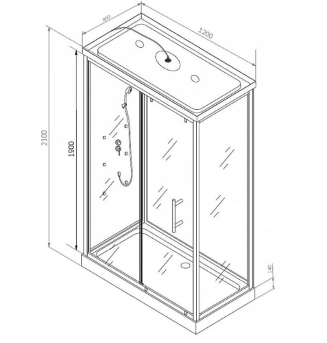 Душевая кабина Comfroty СF5777W 1200*800*2100 L R матовое стекло, задняя белая стеклянная панель