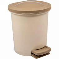 Ведро (контейнер) для мусора Voque 6л с крышкой и педалью, высота 27 см, d=24.5cм, кофе
