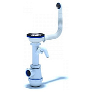 Сифон для мойки с круглым переливом, с отводом для стиральной машины 1/2"*40