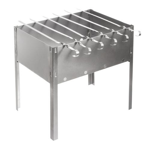 Мангал сборный + 6 шампуров (нерж.) 350х250х350 мм