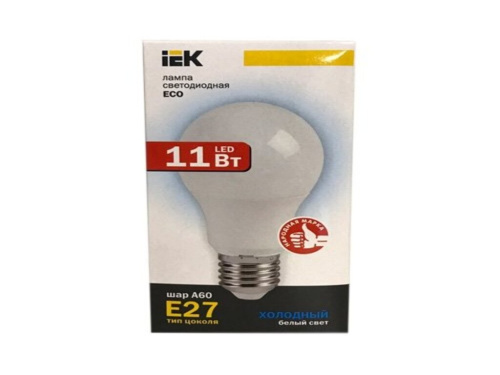 Лампа светодиодная ИЭК ECO A60 11Вт грушевидная 4000К белый E27 990лм 230-240В