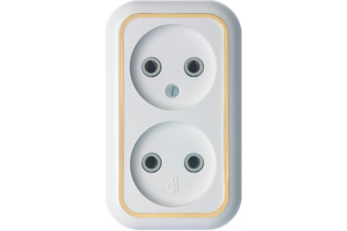 84157 Розетка 2-м ОП Валентина 10А IP20 РА10-382 бел. /зол. Кунцево 5417