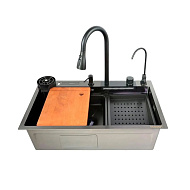 KS754508 Многофункциональная кухонная мойка Dikalan черный, нерж.сталь LED-дисплей