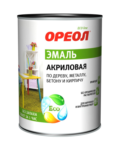 Эмаль универсальная Ореол акриловая  0,9 кг, желтая глянцевая