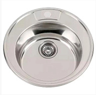 L85151-6 Мойка кухонная Ledeme, круглая, врезная, нерж, с сифоном, 0,6 мм, 510*510*170мм