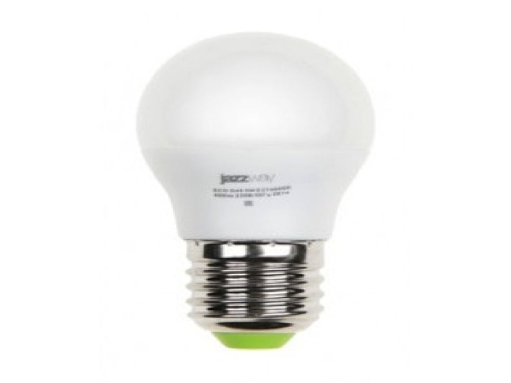 Лампа светодиодная JazzWay PLED-ECO-G45 5Вт шар 3000К тепл. бел. E27 400лм 220-240В