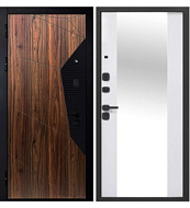 Дверь металлическая Геометрия Эмалит Белый Зеркало 2050*860 мм правая