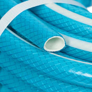 Шланг "Силиконовый" 1/2" 12*18мм, 25м, 3-сл, армир, толщ. 3мм, бирюзовый с белой полосой