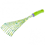 Грабли веерные 9 - зубые, 130 х 415 мм, стальные, пластиковая рукоятка, Flower Green, Palisad