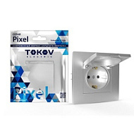 Розетка 1-м СП Pixel 16А IP20 с заземл. защ. шторки механизм алюм. TOKOV ELECTRIC TKE-PX-R1ZSF-C03