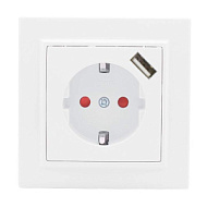 476924 Розетка 1-м СП Минск 16А защ. шторки с заземл. с USB бел. EKF ERR16-028-100-USB