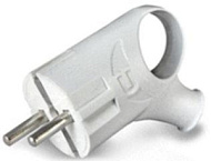 Вилка электрическая угловая UNIVersal А112 с заземлением, с ушком, 16А, 250В, еврослот, белая