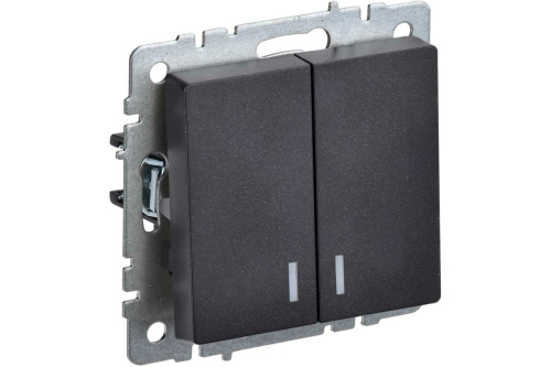 Выключатель IEK 2-кл. СП BRITE ВС10-2-1-БрЧ 10А с инд. черн. BR-V20-1-10-K02