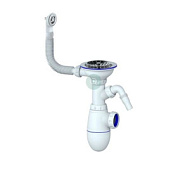 B431V Cифон для мойки Ø3 1/2" Unicorn  с отводом для стир. машины, с круглым переливом, без гофры