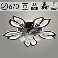 Люстра 9504/5CV BK черный 96W+28W LED RGB 3000-6000K ПДУ диммер d670 h80 с вентилятором, SSH24