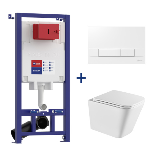 Инсталляция Lemark PENEDA  Комплект 3в1  унитаз подвесной безободковый