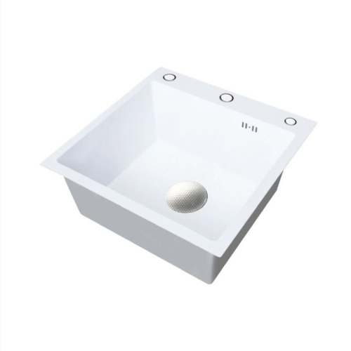 KN505003  Кухонная мойка Knois, белая, нерж. сталь, 500*500*220 мм