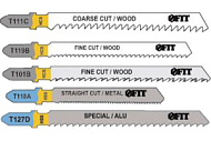 41008 Набор полотен FIT для электролобзика, 5 шт. (T111C; T119B; T101B; T118A; T127D)