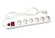 283041 Удлинитель с сетевым фильтром 6х3м с заземл. 10А IP20 защ. шторки ПВС 3х0.75 бел. UNIVersa